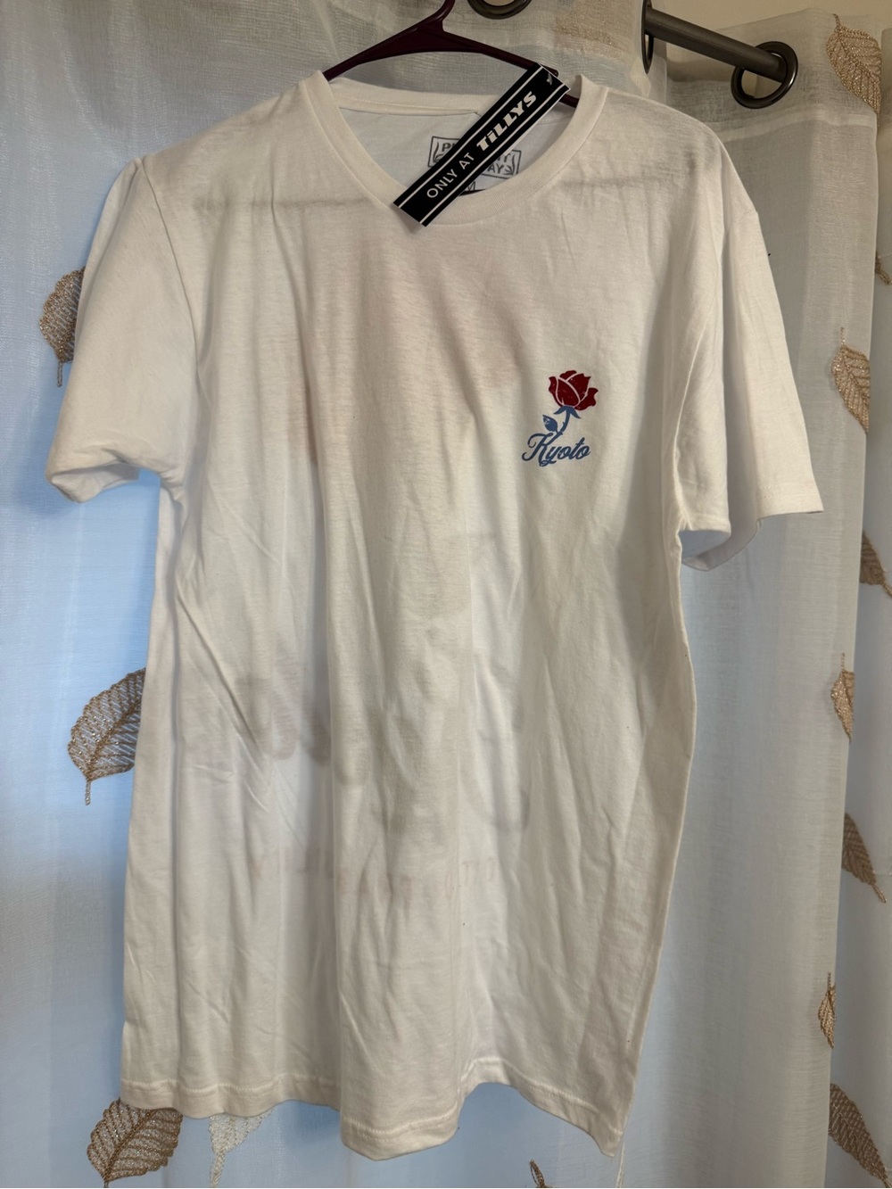 Kyoto Rose Embroidered White Men's Tee